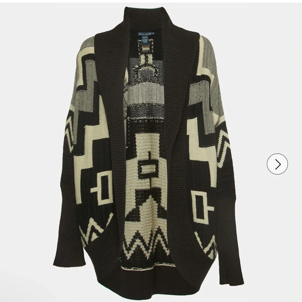 New Ralph Lauren Geometric Patterned Black and Gray Sweater XL - Picture 4 of 5